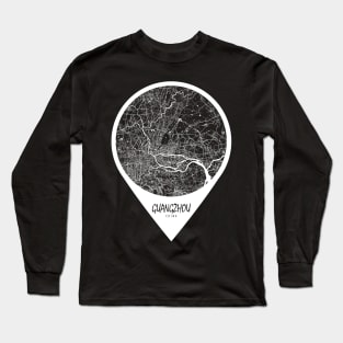 Guangzhou, China City Map - Travel Pin Long Sleeve T-Shirt